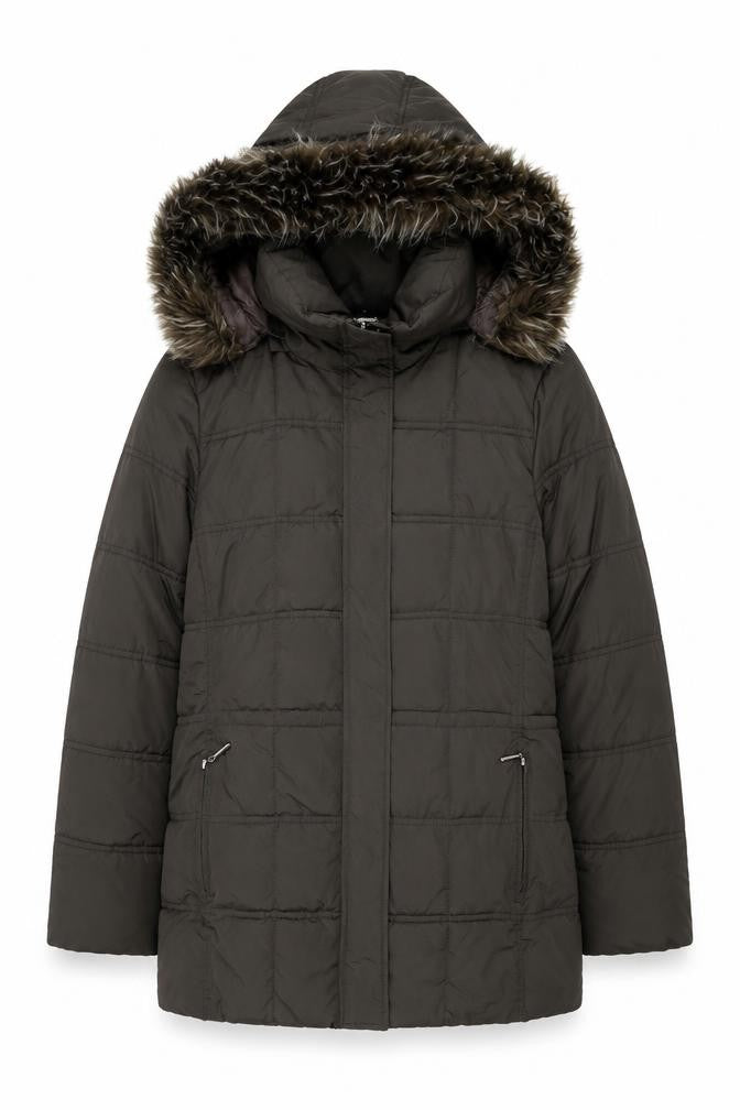 Maine New England Women's Brown Puffer Jacket Size 10 Hooded Winter Coat