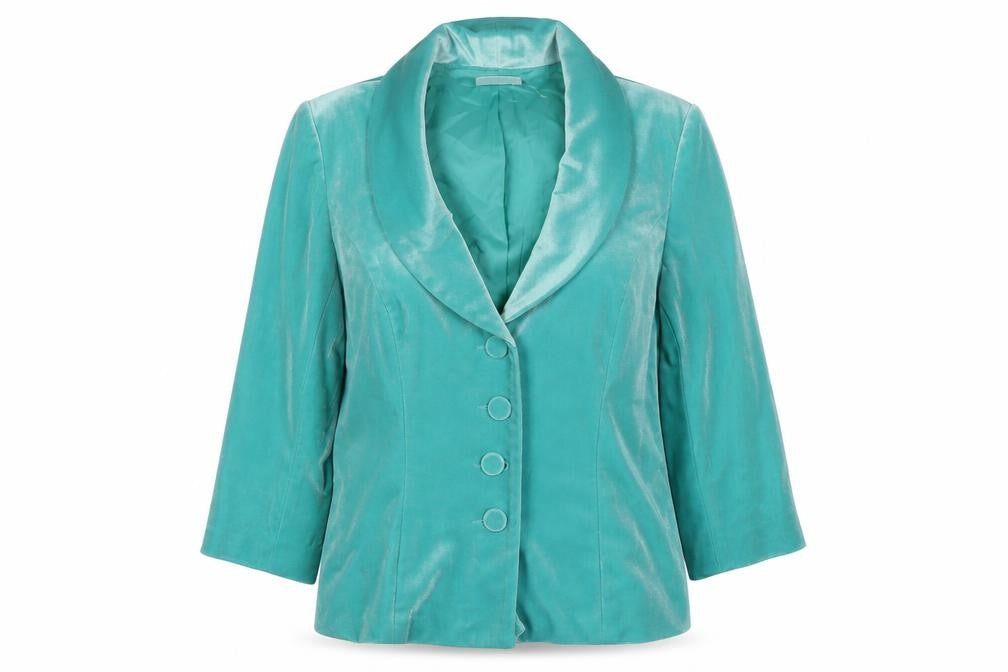 Alex & Co Women’s Green Velvet Shawl Collar Blazer UK 12