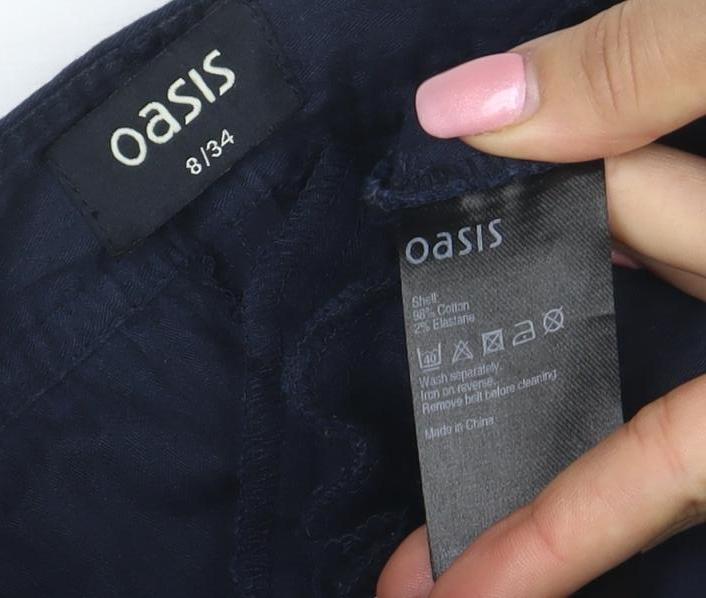 Oasis Womens Blue Chino Shorts Size 8 Regular Cotton Blend