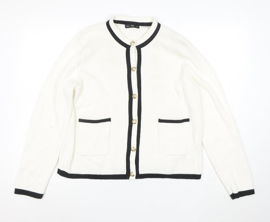 F&F Women's White Knit Cardigan XL Classic Button Front