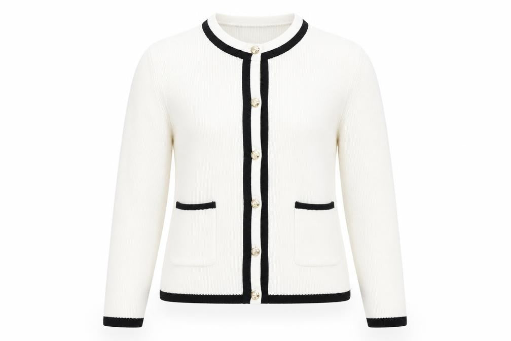 F&F Women's White Knit Cardigan XL Classic Button Front