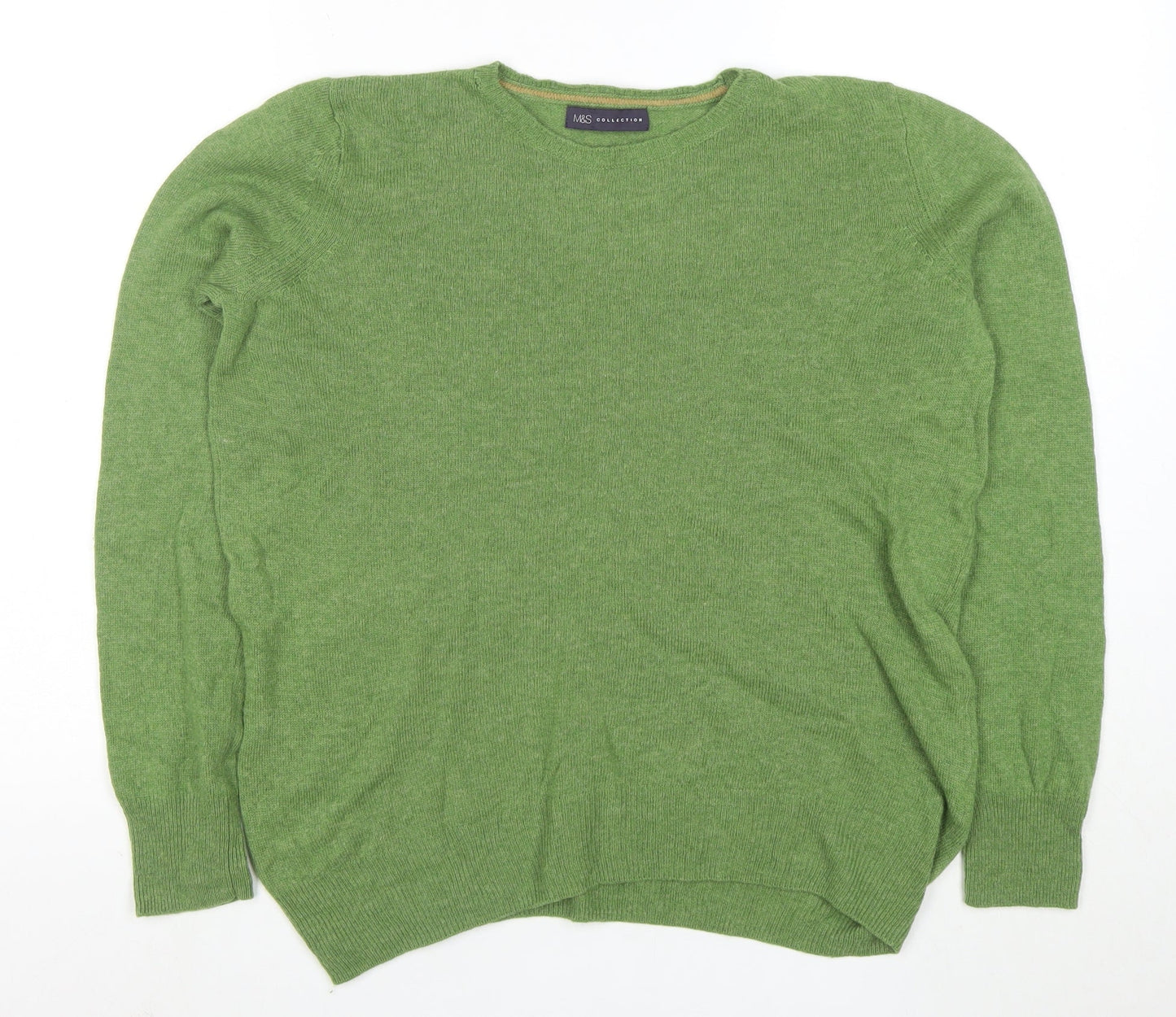 Marks and Spencer Women’s Green Merino Wool Crew Neck Jumper UK 14