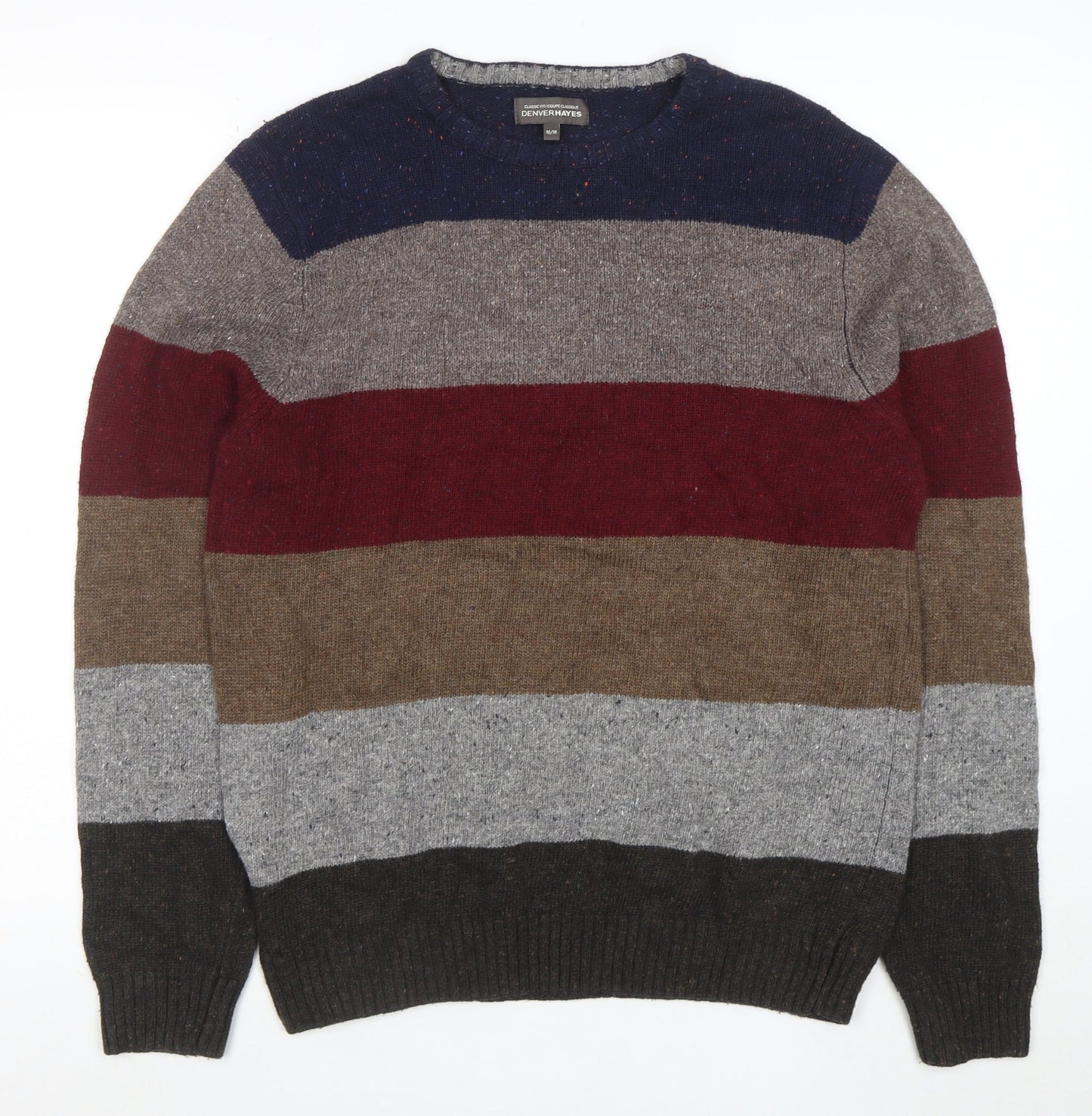 Denver Hayes Men's Multicoloured Striped Cotton Blend Jumper M