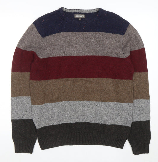 Denver Hayes Men's Multicoloured Striped Cotton Blend Jumper M