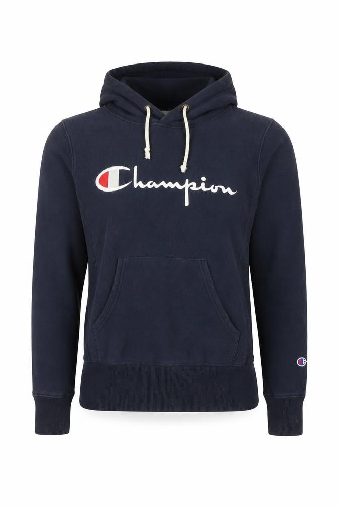 Champion Men's Blue Small Pullover Hoodie Reverse Weave Embroidered Logo