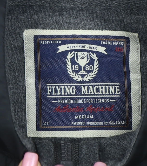 Flying Machine Men's Grey Full Zip Sweatshirt Medium