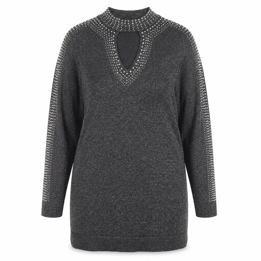 Wallis Women’s Grey Rhinestone Knit Shift Dress Size 16