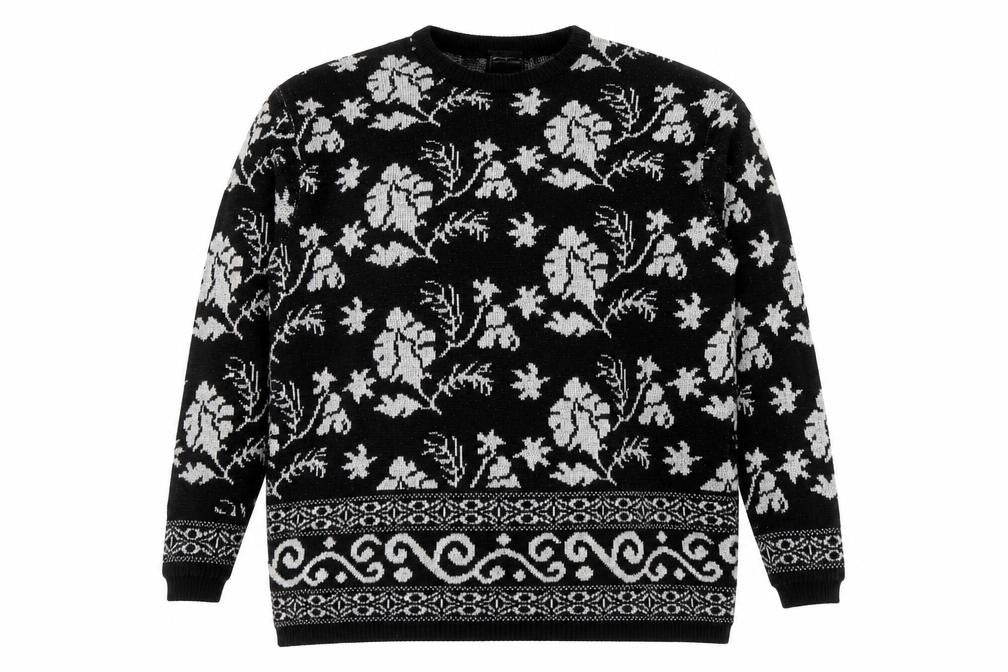 Southern Lady Womens Black Floral Knit Pullover Jumper Size L
