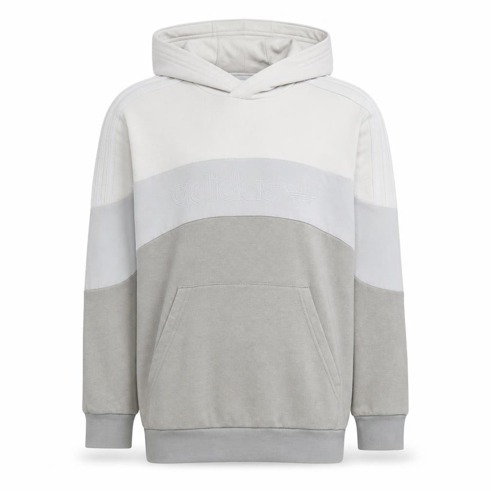 Adidas Boys Grey Colourblock Pullover Hoodie Size 13-14 Years