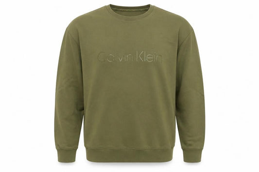 Calvin Klein Men's Green Logo Cotton Pullover Sweatshirt M