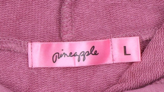 Pineapple Women Pink Long Sleeve Pullover Hoodie L Cotton Blend