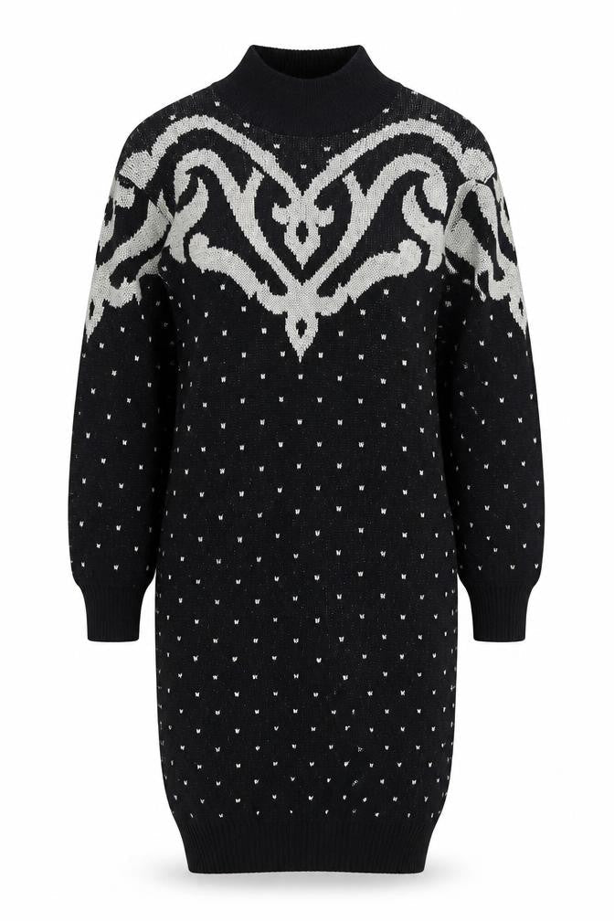 Dressy Tessy Women's Black Knit Geometric Sweater Dress M