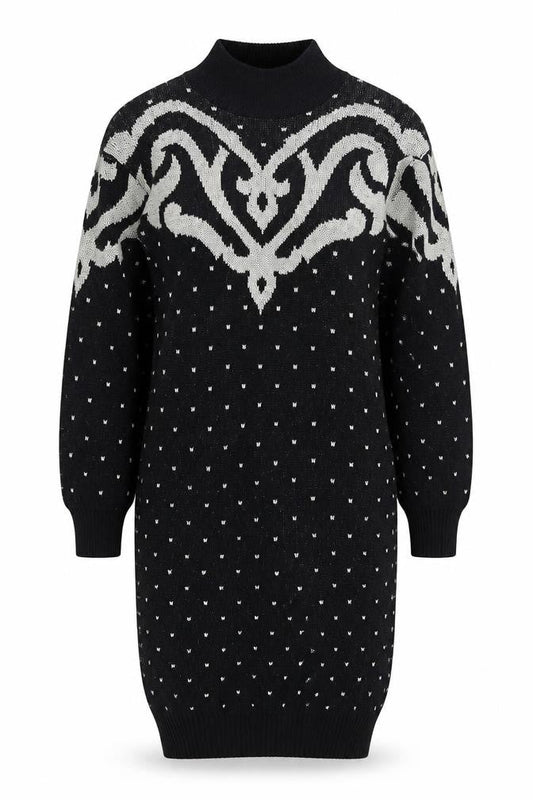 Dressy Tessy Women's Black Knit Geometric Sweater Dress M