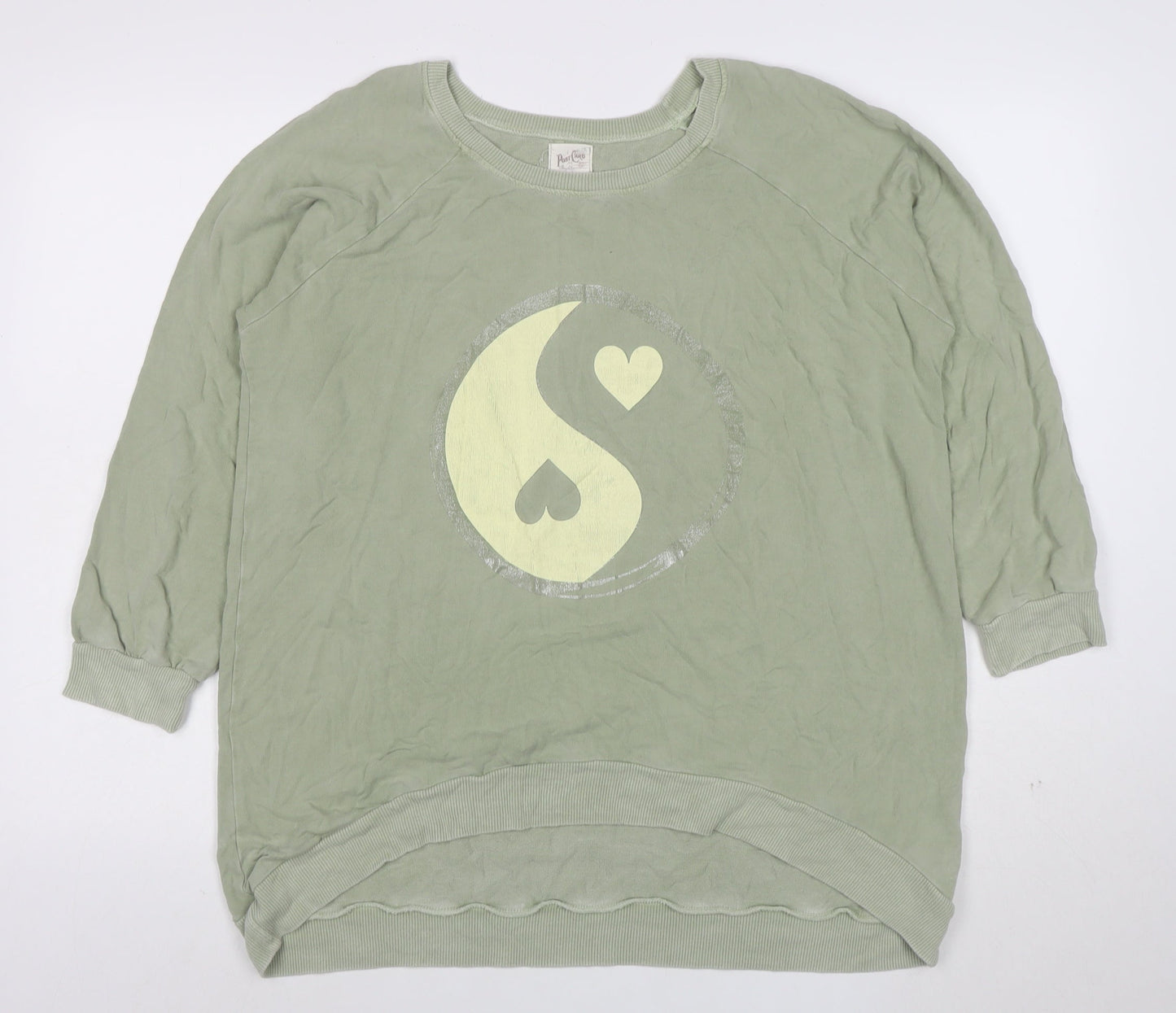 Poste Cute Women’s Green Relaxed Pullover Sweatshirt Size 2 Viscose Blend