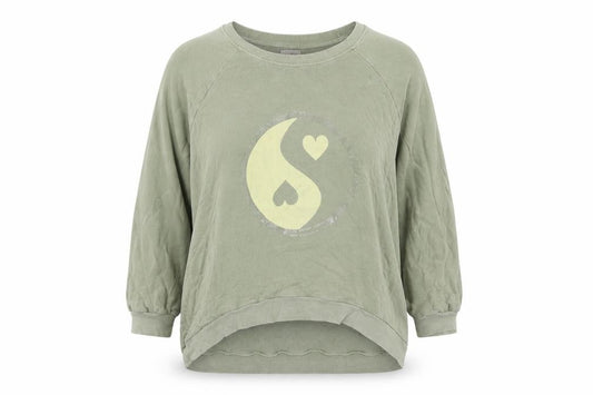Poste Cute Women’s Green Relaxed Pullover Sweatshirt Size 2 Viscose Blend