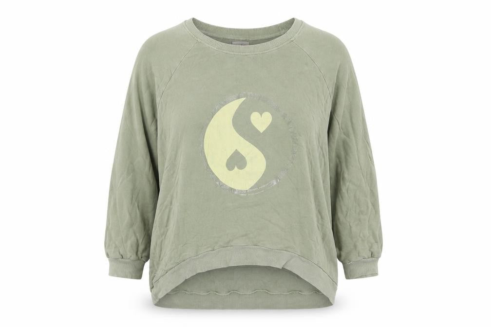 Poste Cute Women’s Green Relaxed Pullover Sweatshirt Size 2 Viscose Blend