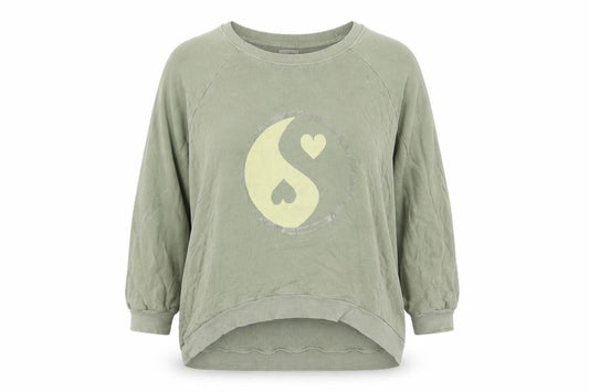 Poste Cute Women’s Green Relaxed Pullover Sweatshirt Size 2 Viscose Blend