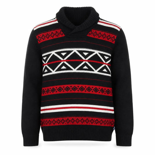 Chaps Men’s Black Roll Neck Geometric Cotton Jumper Size L