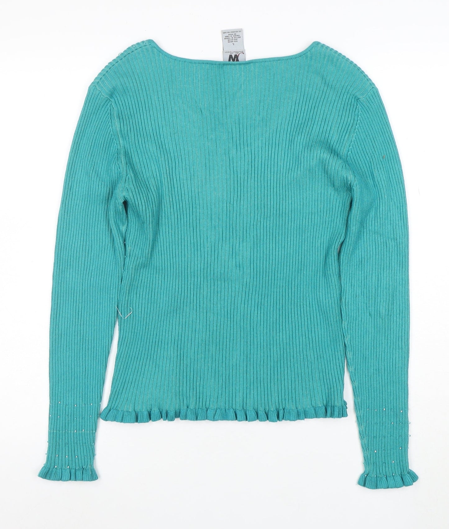 Junction West Women's Blue Rhinestone V-Neck Knit Blouse Size L
