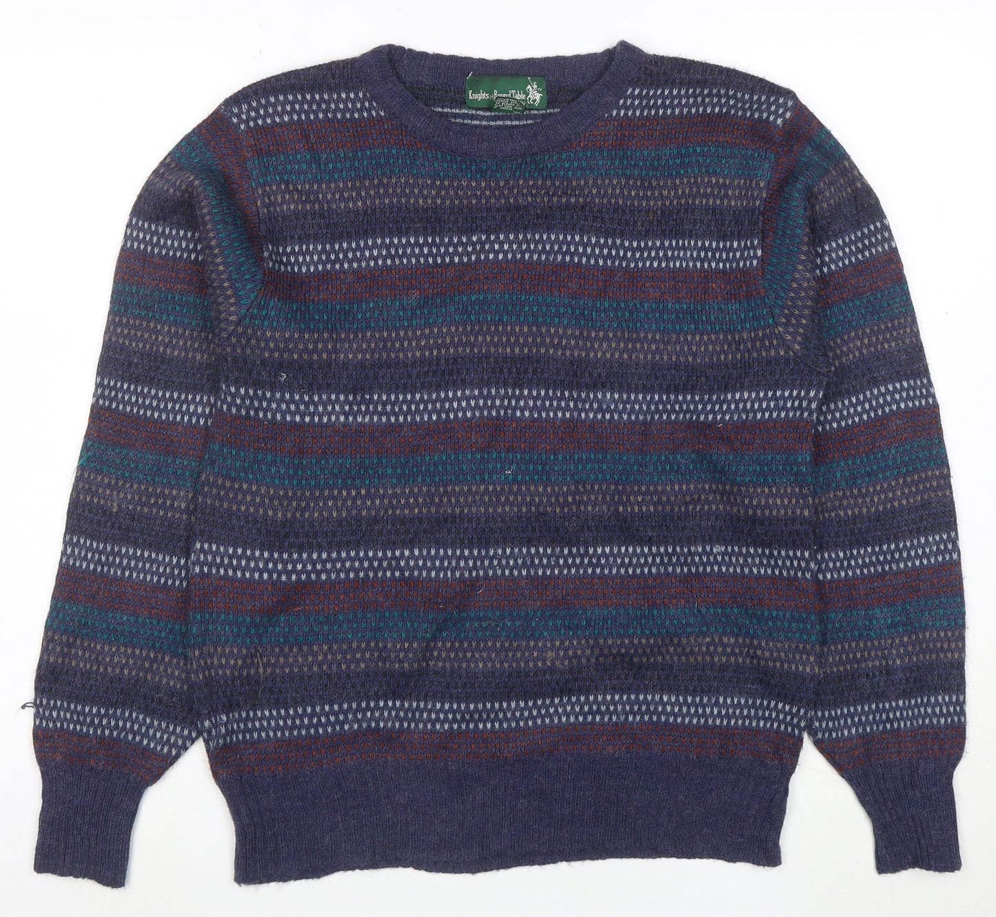 Knights of Round Table Men's Blue Fair Isle Wool Blend Jumper M