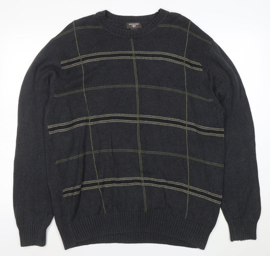 Dockers Men’s Grey Check Cotton Crew Neck Jumper XL