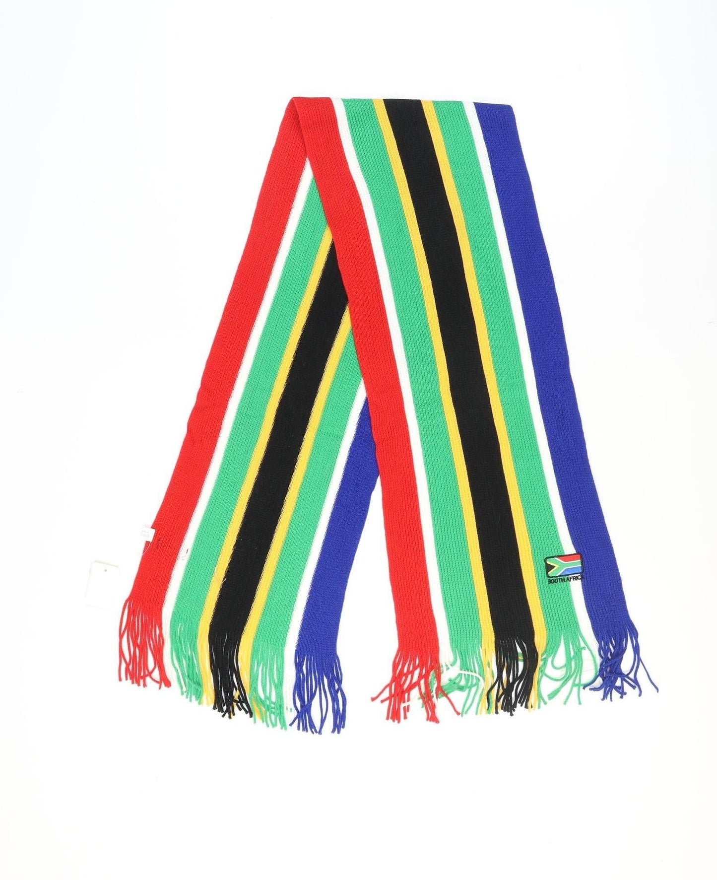 Into Africa Men Multicoloured Knit Scarf with South Africa Flag Fringe Design