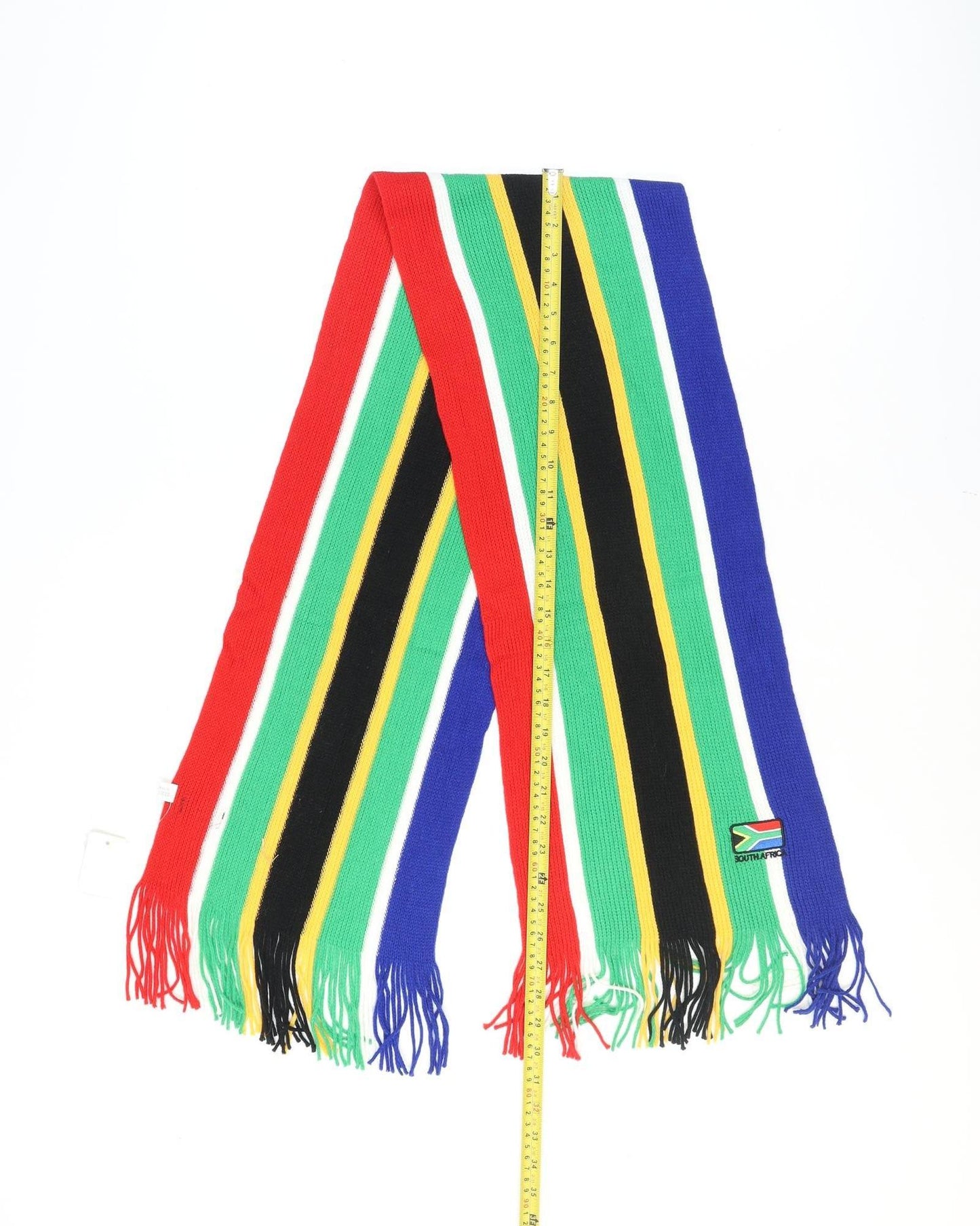 Into Africa Men Multicoloured Knit Scarf with South Africa Flag Fringe Design