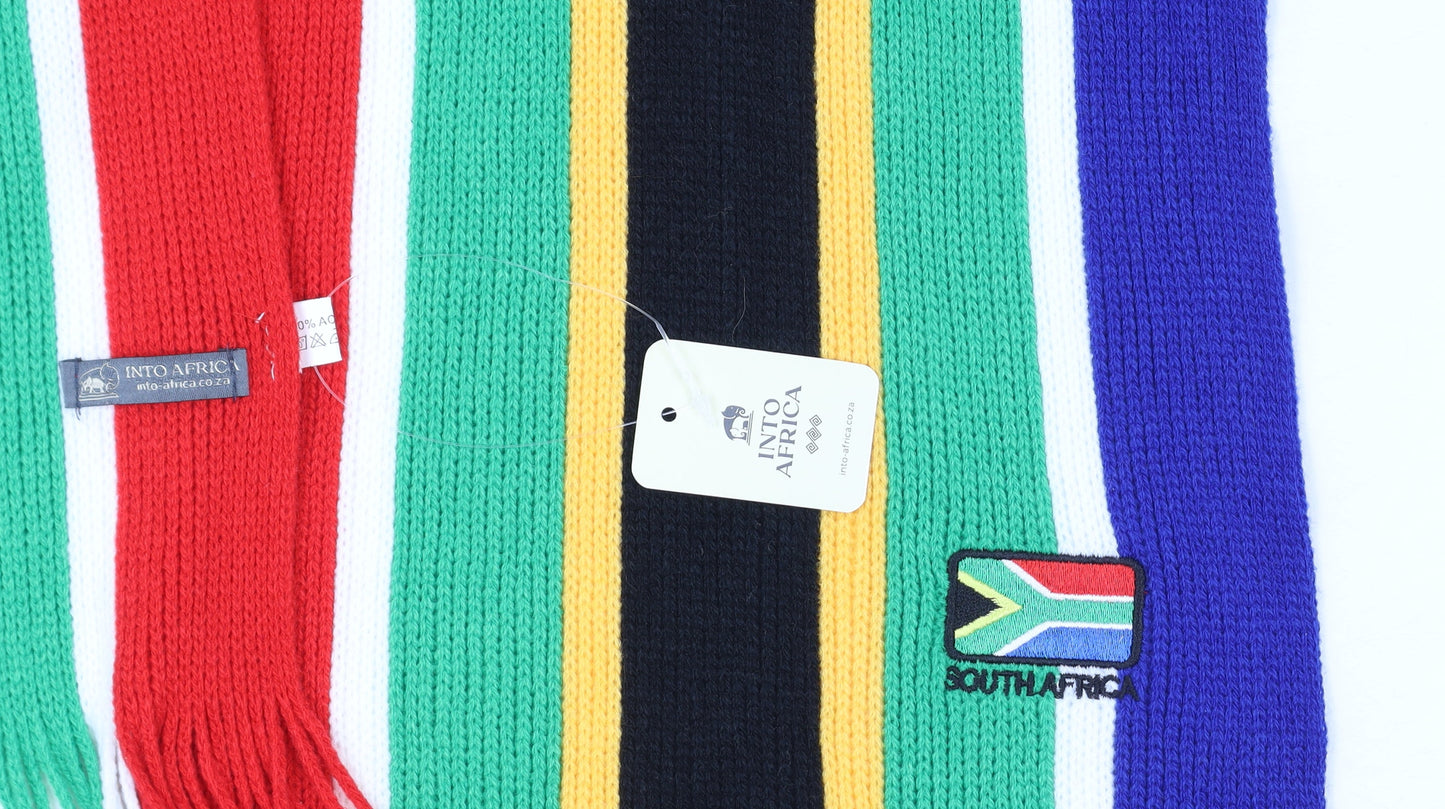 Into Africa Men Multicoloured Knit Scarf with South Africa Flag Fringe Design