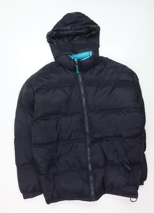 Kadite Men's Black XL Puffer Jacket Hooded Full Zip Winter Coat