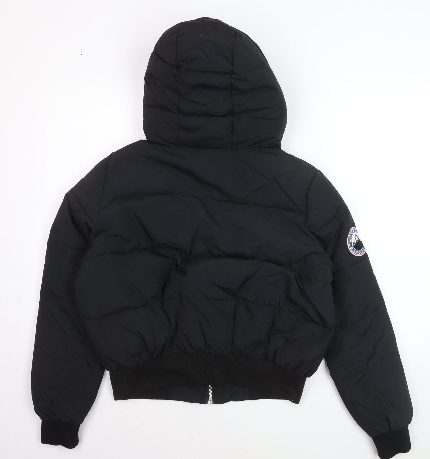 Boohoo Women's Black Hooded Puffer Jacket Size 8