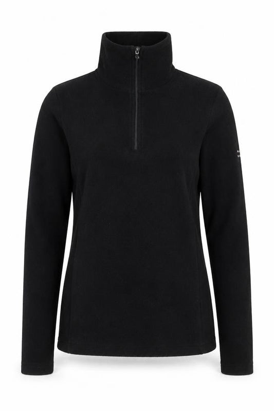 Poivre Blanc Women's Black Fleece Half Zip Pullover Sweatshirt M