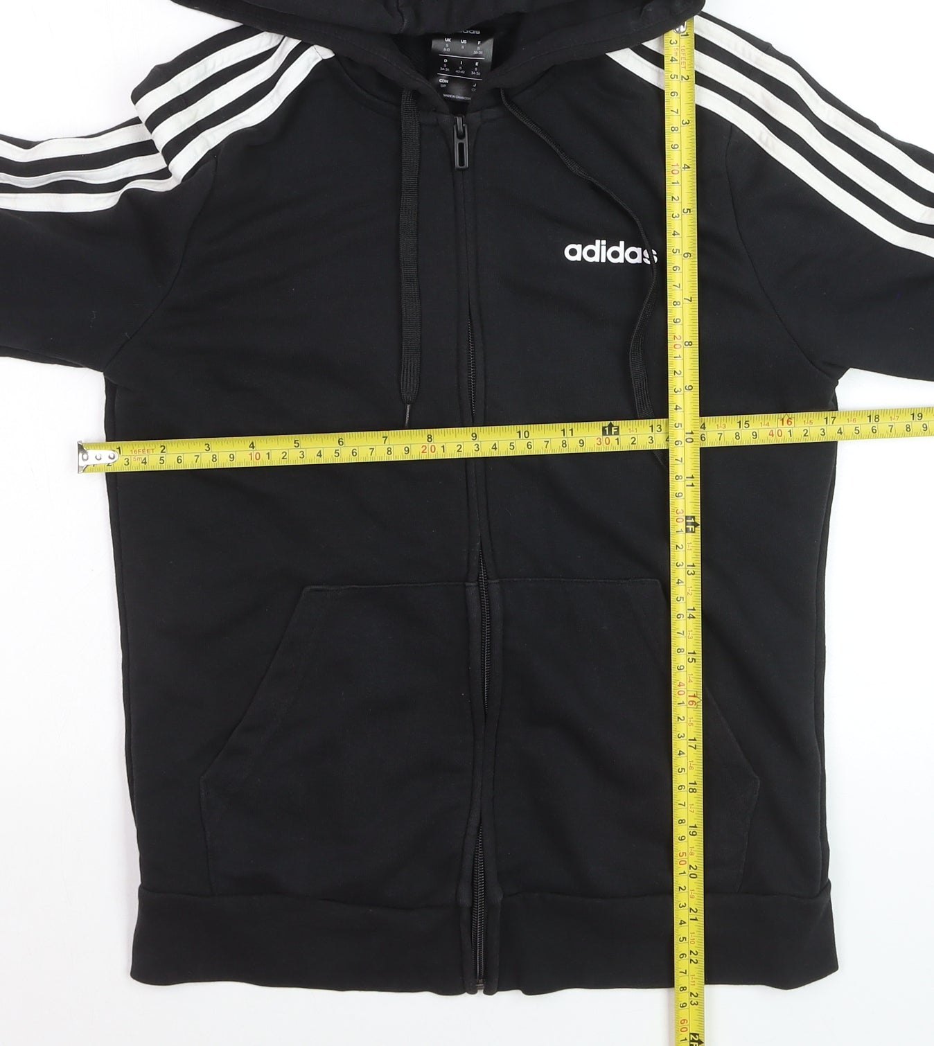 Adidas Women's Black Track Jacket Size 8 Hooded Full Zip Cotton Blend