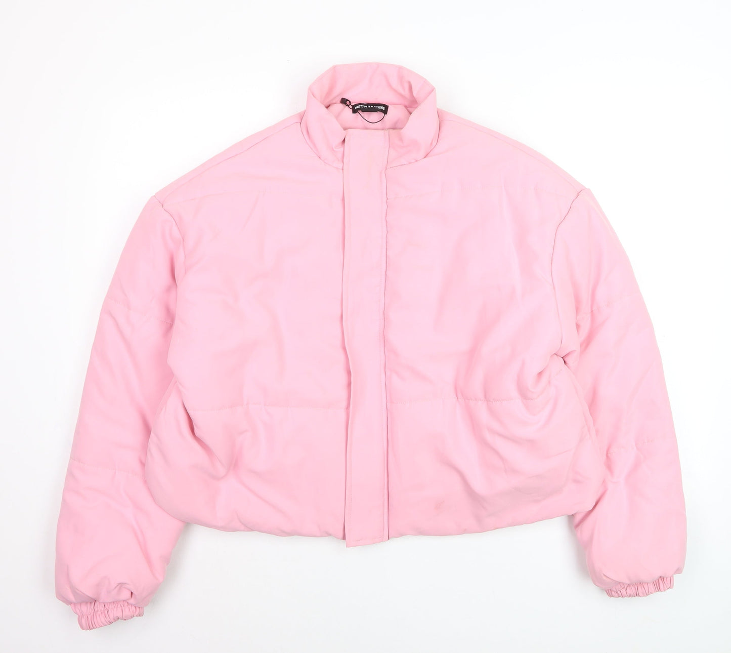 PrettyLittleThing Women's Pink Cropped Puffer Jacket Size 12