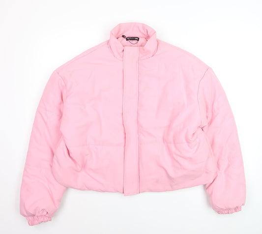PrettyLittleThing Women's Pink Cropped Puffer Jacket Size 12