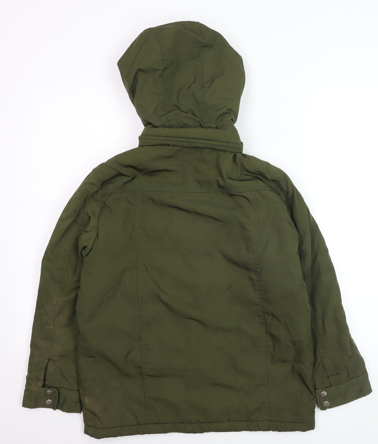 Gap Kids Boys Green Faux Fur Hooded Parka Coat L Winter Warm