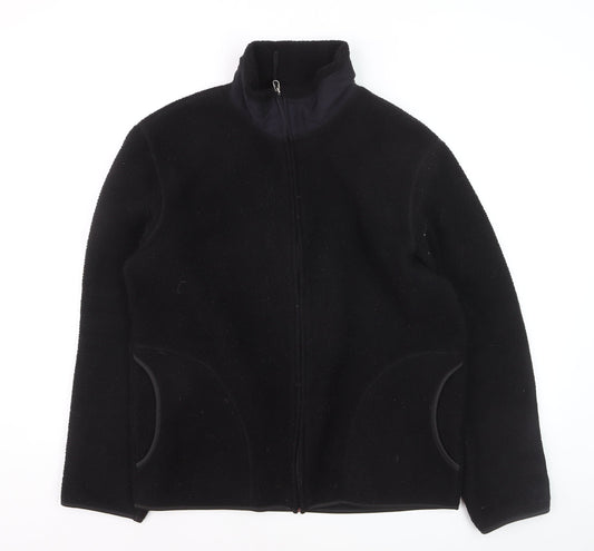 H&M Womens Black Full Zip Fleece Sweatshirt Regular Fit Size 12