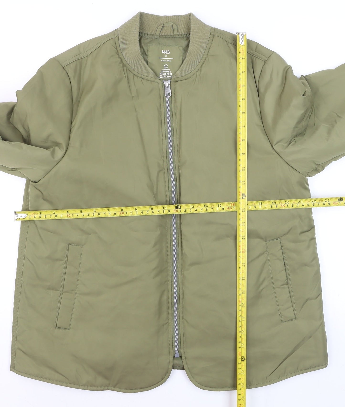 Marks and Spencer Women’s Green Shower Resistant Bomber Jacket Size 14