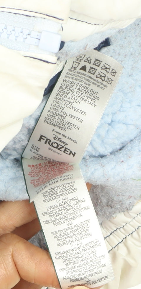 Marks and Spencer Girls Blue Frozen Puffer Jacket 2-3 Years Hooded Winter Coat