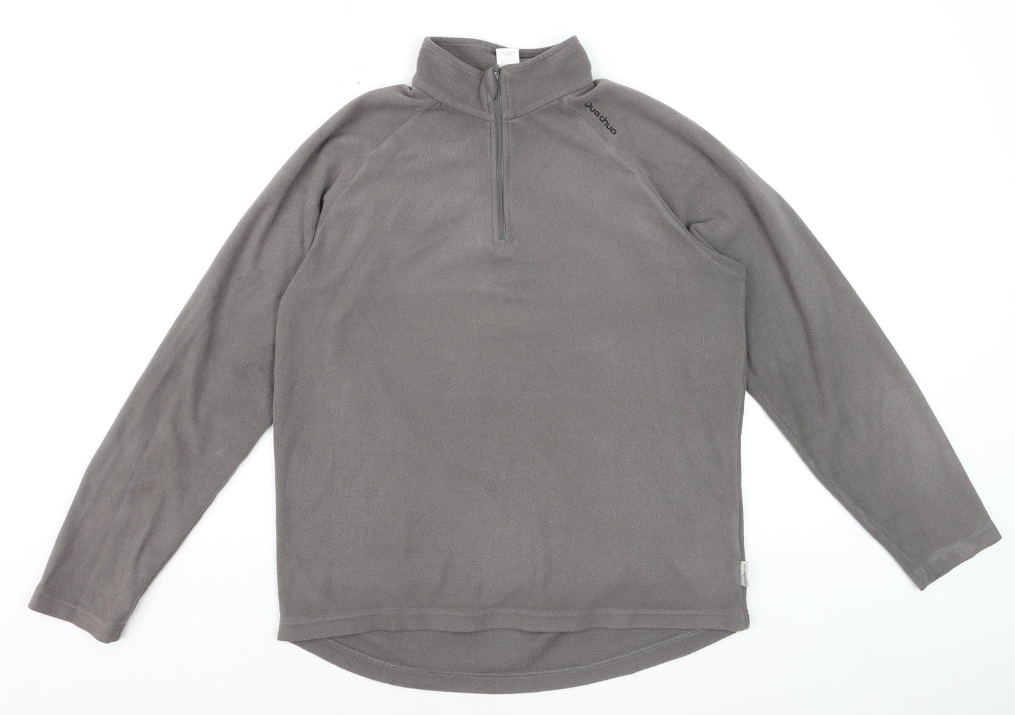 Quechua Men's Grey Fleece 1/2 Zip Pullover Sweatshirt Size M