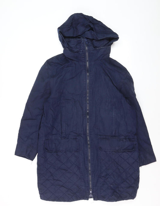 Zara Trafaluc Men's Blue Hooded Mid-Length Cotton Parka Coat Size S