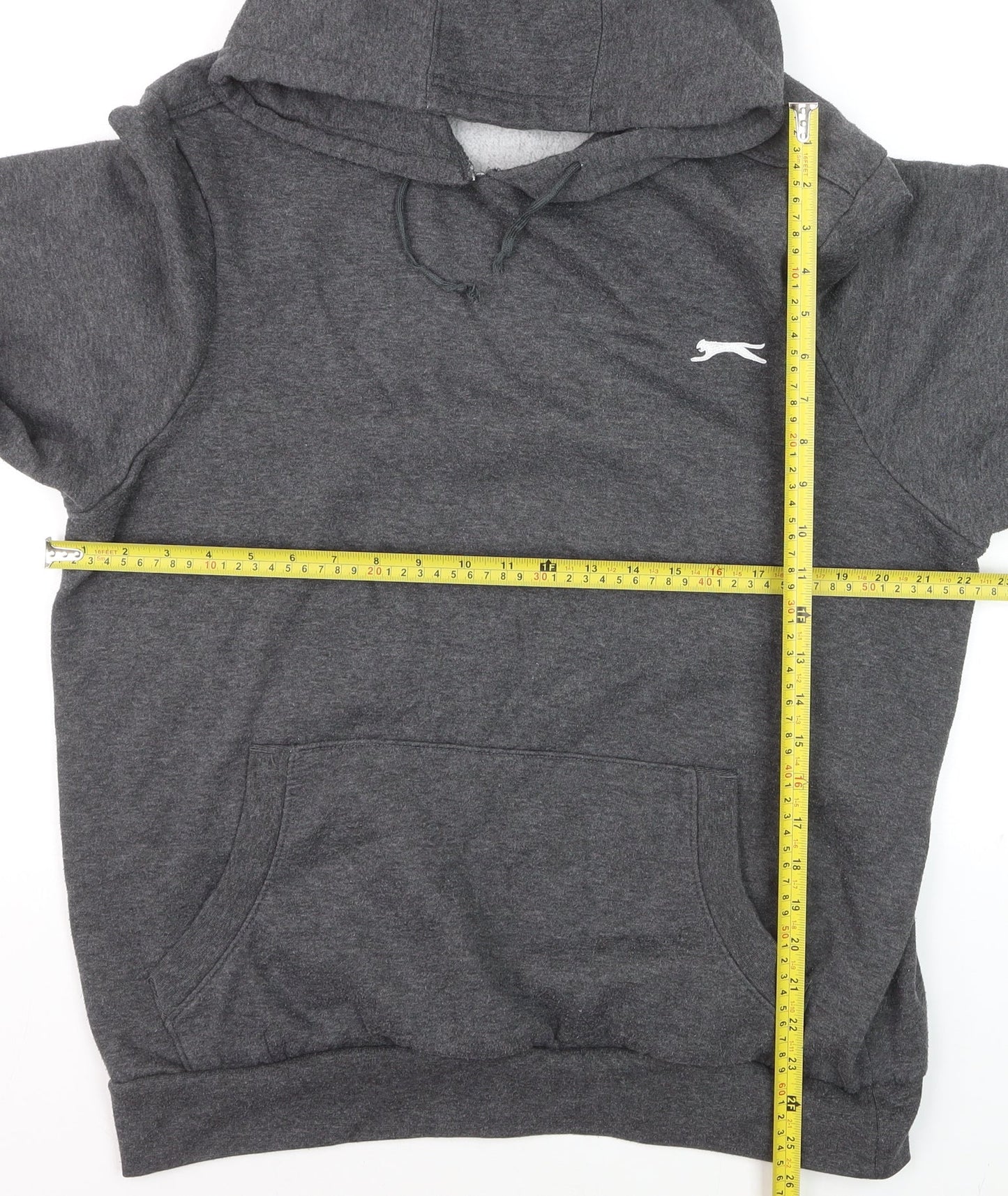 Slazenger Men’s Grey Pullover Hoodie L Fleece Lined Logo