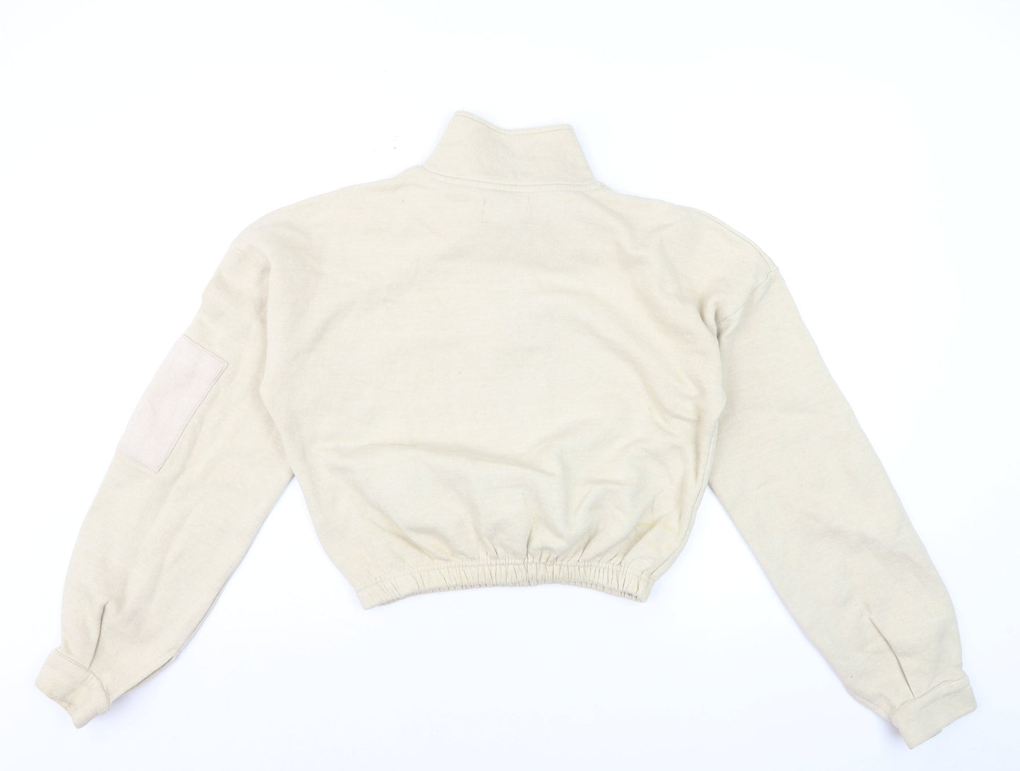 PrettyLittleThing Women Beige 1/4 Zip Pullover Sweatshirt Size S
