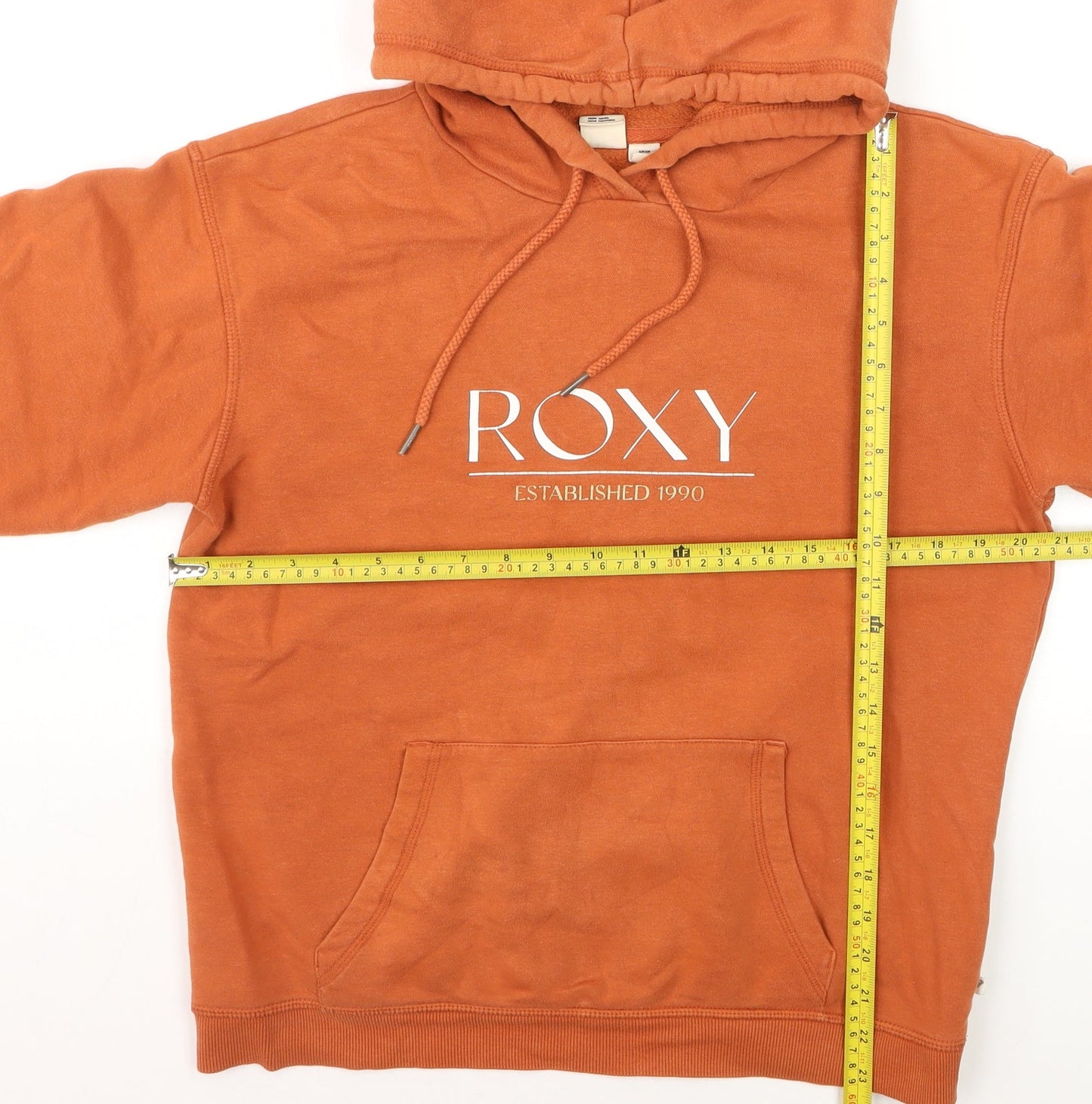 Roxy Womens Orange Pullover Hoodie Small Cotton Blend Casual