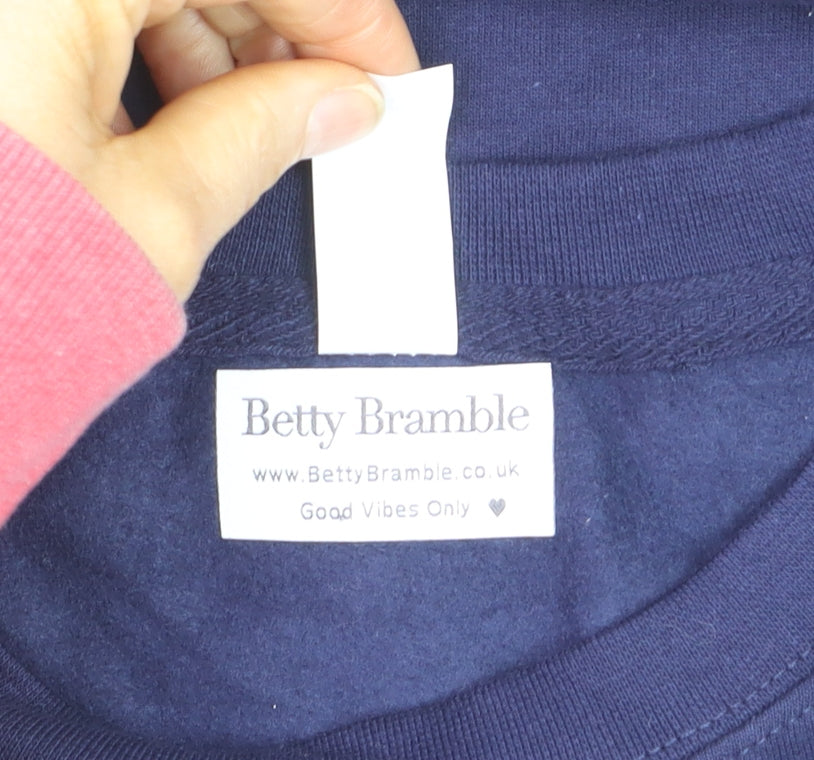 Betty Bramble Womens Navy Sweatshirt XXL Pink Star Print Crew Neck