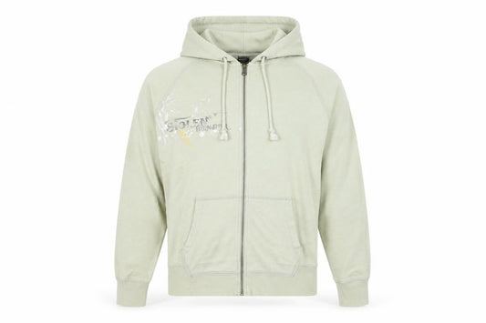 Gap Men's Beige Full Zip Hoodie L Graphic Print Cotton Blend