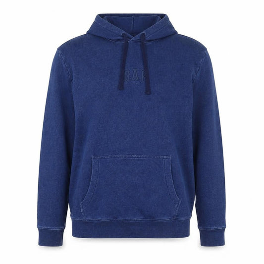 Gap Men's Blue Pullover Hoodie Medium Cotton Logo Sweatshirt