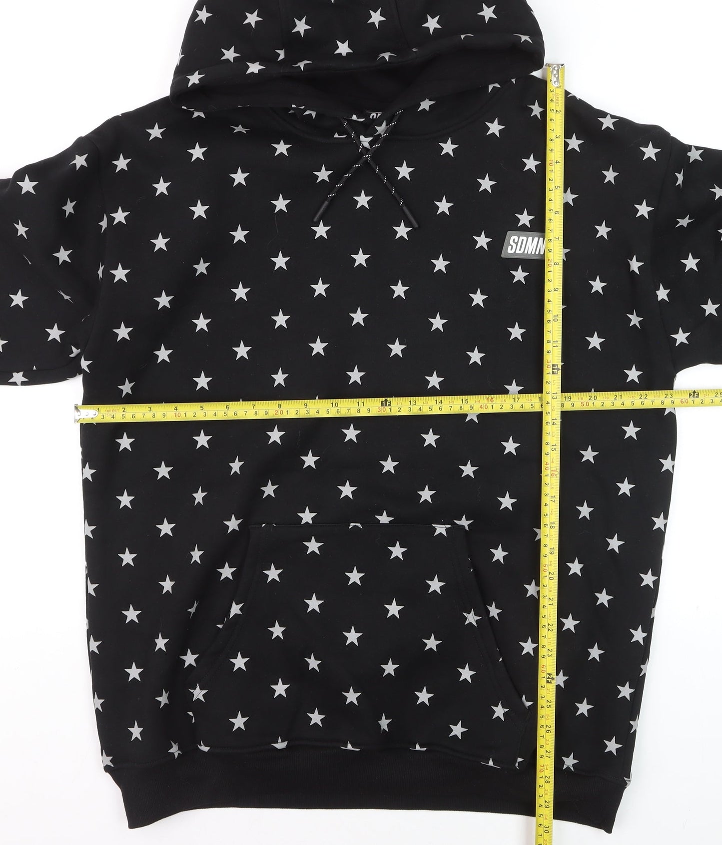SDMN Womens Black Star Print Pullover Hoodie XXL Cotton Blend