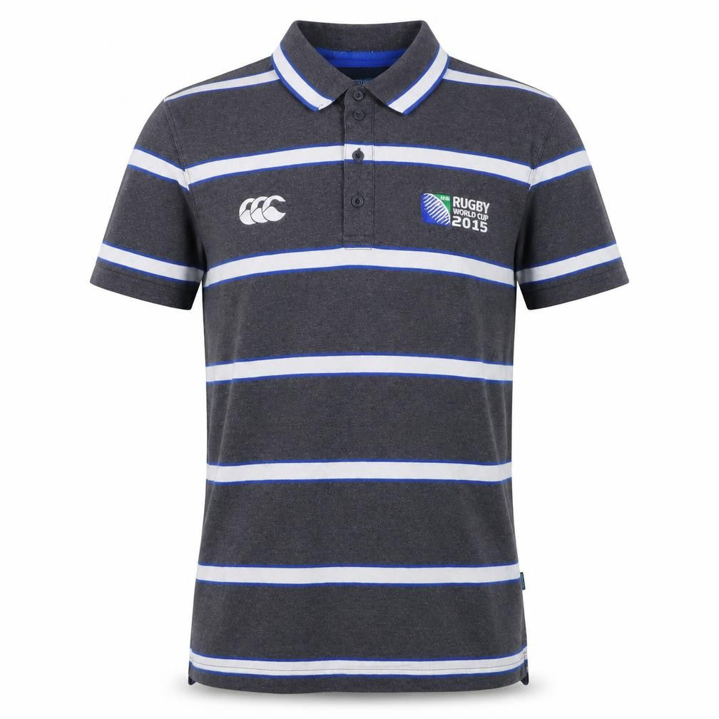 Canterbury Men's Grey Striped Rugby World Cup 2015 Polo Shirt Size S