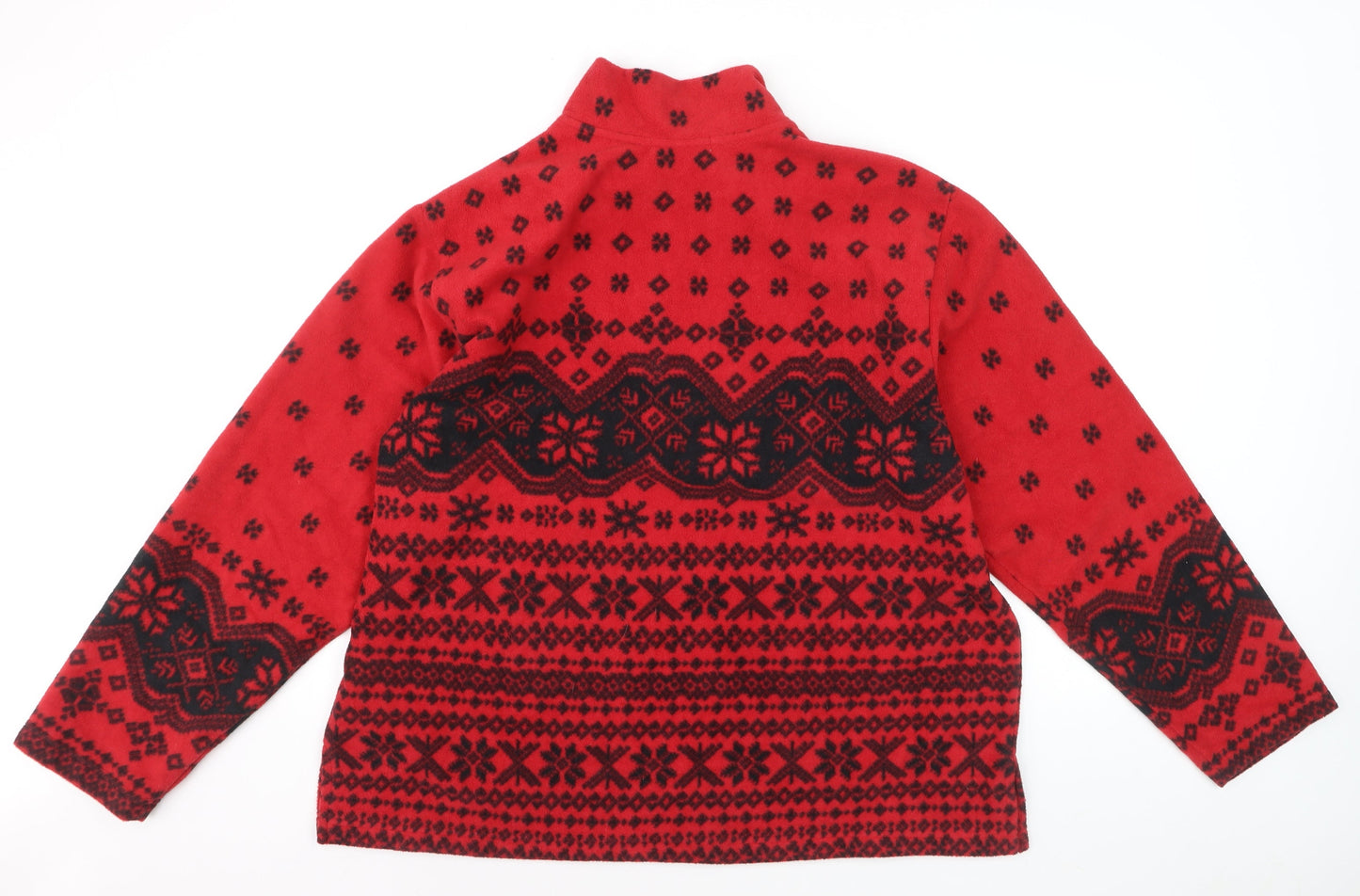 Coldwater Creek Unisex Red Fair Isle Fleece 1/4 Zip Sweatshirt 2XL