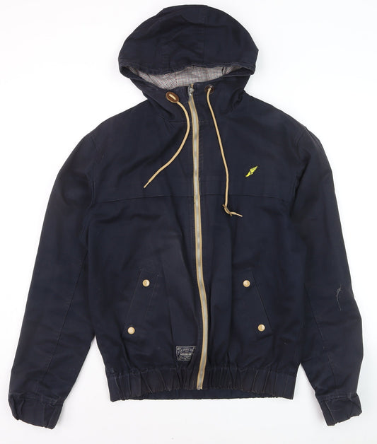 Brookhaven Men's Blue L Hooded Windbreaker Jacket with Zip Pockets